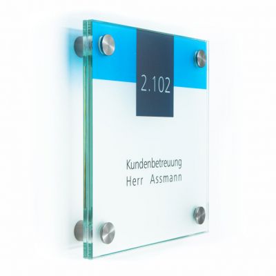 Türschild VITRUM B , Glasschild, Büroschild, 150 150 mm